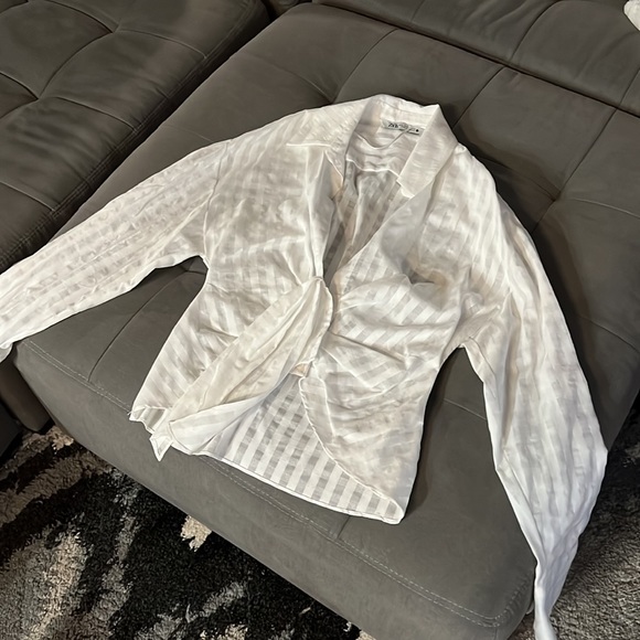 ZARA Draped Tied Shirt - Picture 4 of 7